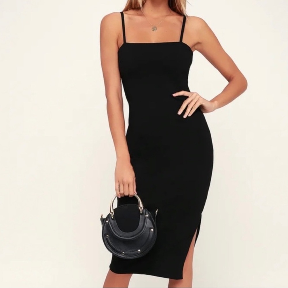 Lulu’s “Paulina” black midi dress